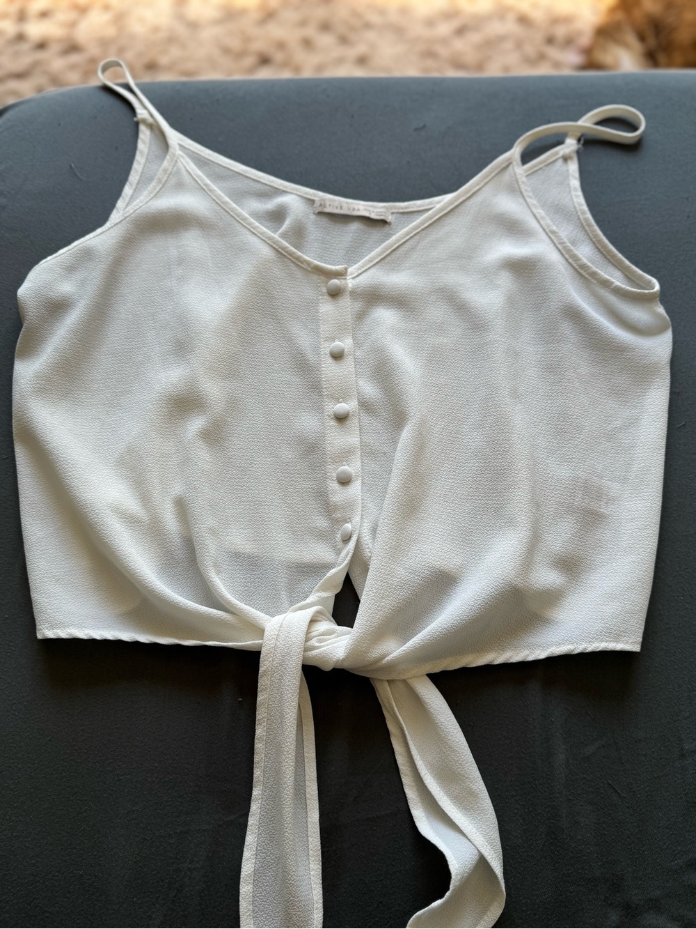 Lightweight White Tie-Front Camisole Top